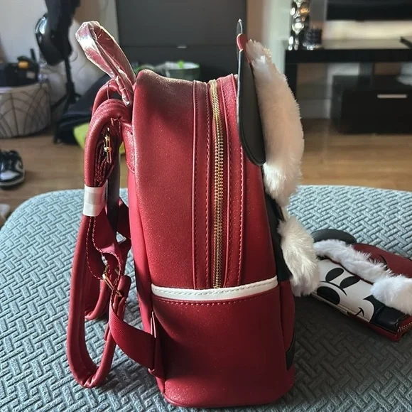 NWT Disney Mickey Mouse Santa Christmas Mini Backpack and Matching Wallet - Picture 5 of 11